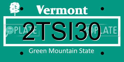 2TSI30 Vermont License Plate