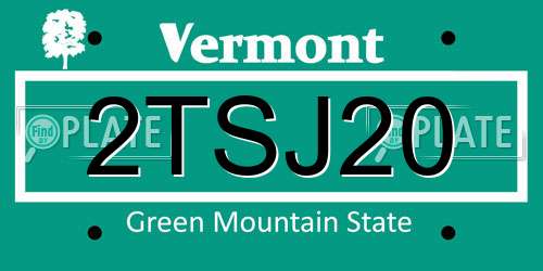 2TSJ20 Vermont License Plate