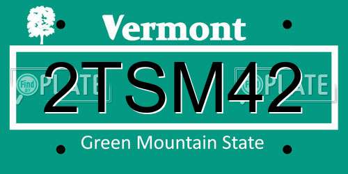 2TSM42 Vermont License Plate