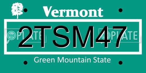 2TSM47 Vermont License Plate
