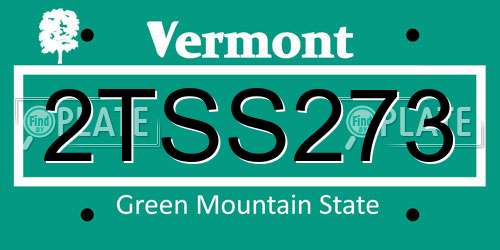 2TSS273 Vermont License Plate