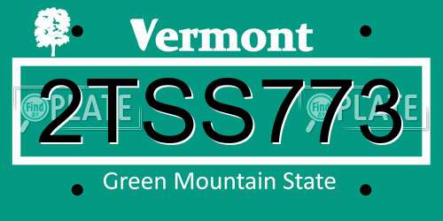 2TSS773 Vermont License Plate
