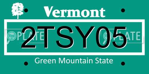 2TSY05 Vermont License Plate