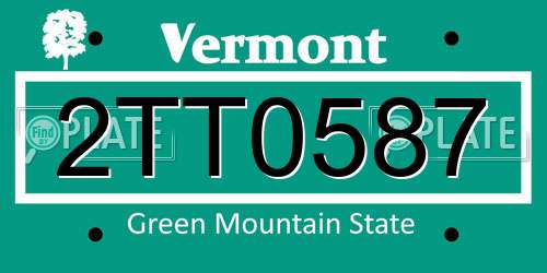 2TT0587 Vermont License Plate