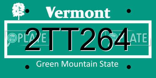 2TT264 Vermont License Plate