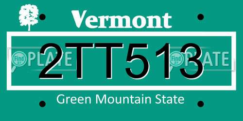 2TT513 Vermont License Plate