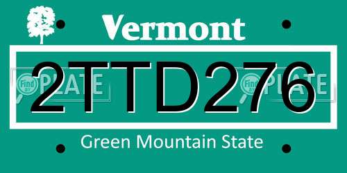 2TTD276 Vermont License Plate