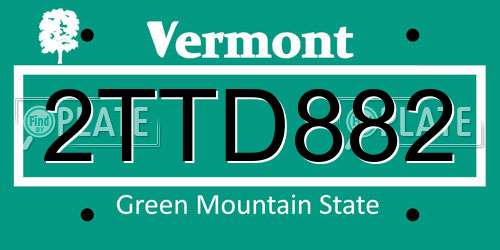 2TTD882 Vermont License Plate