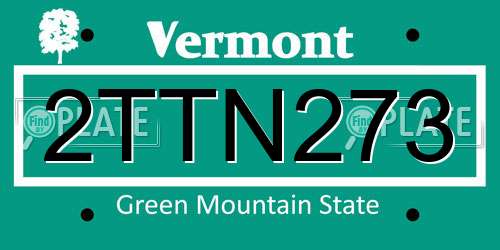 2TTN273 Vermont License Plate
