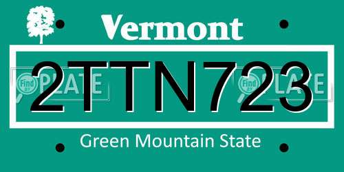 2TTN723 Vermont License Plate