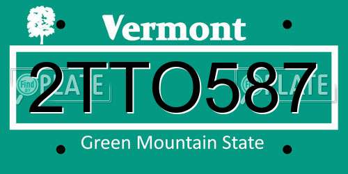 2TTO587 Vermont License Plate
