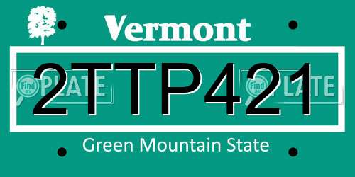 2TTP421 Vermont License Plate