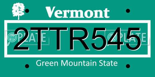2TTR545 Vermont License Plate