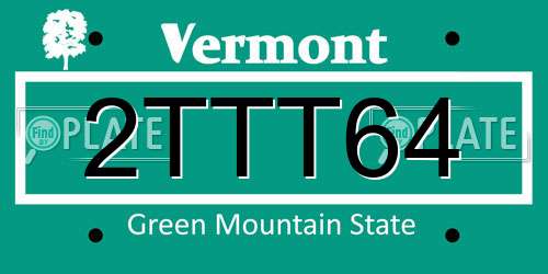 2TTT64 Vermont License Plate