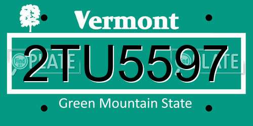 2TU5597 Vermont License Plate
