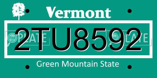 2TU8592 Vermont License Plate