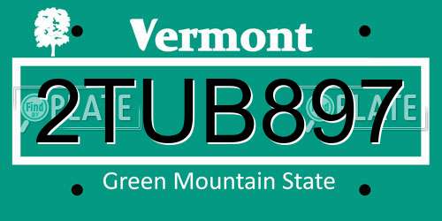 2TUB897 Vermont License Plate