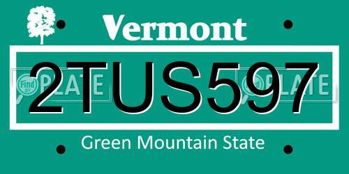 2TUS597 Vermont License Plate