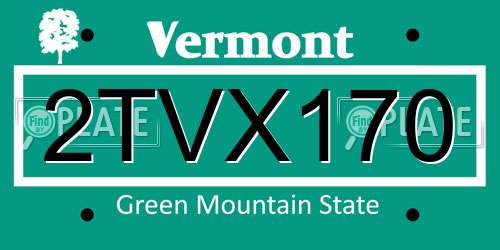 2TVX170 Vermont License Plate