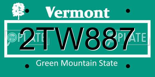 2TW887 Vermont License Plate