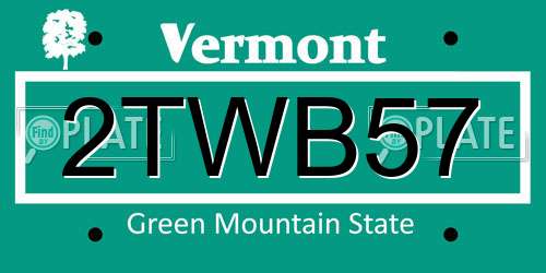2TWB57 Vermont License Plate
