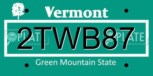 2TWB87 Vermont License Plate