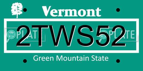 2TWS52 Vermont License Plate