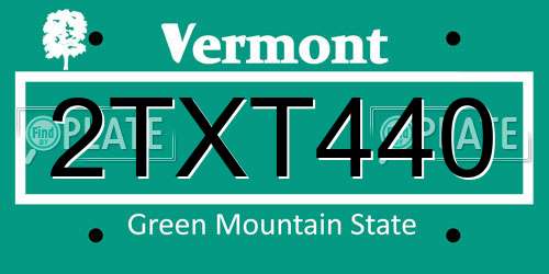 2TXT440 Vermont License Plate