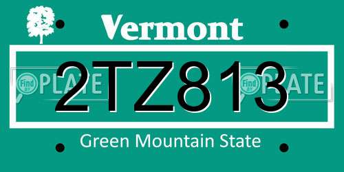 2TZ813 Vermont License Plate