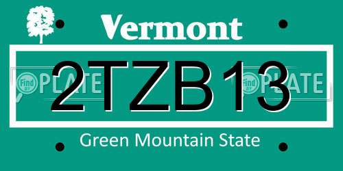 2TZB13 Vermont License Plate