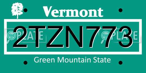 2TZN773 Vermont License Plate