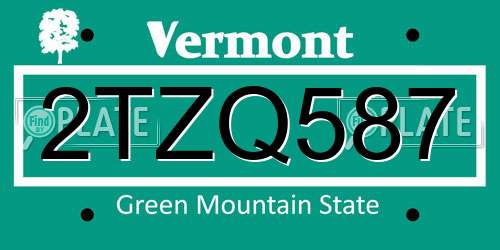 2TZQ587 Vermont License Plate