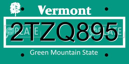 2TZQ895 Vermont License Plate