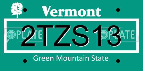 2TZS13 Vermont License Plate