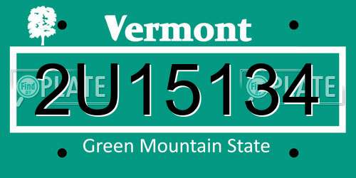 2U15134 Vermont License Plate