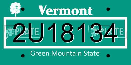 2U18134 Vermont License Plate