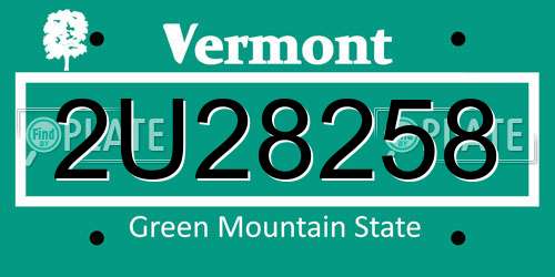 2U28258 Vermont License Plate