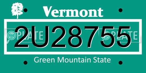2U28755 Vermont License Plate