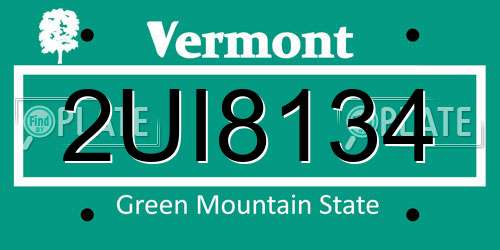 2UI8134 Vermont License Plate