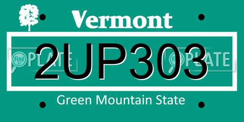 2UP303 Vermont License Plate