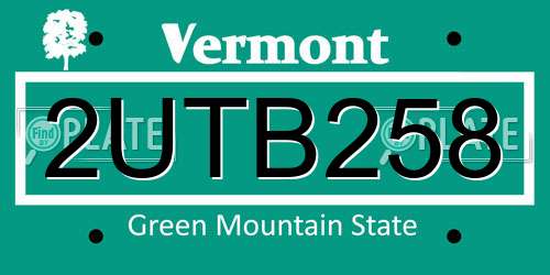 2UTB258 Vermont License Plate