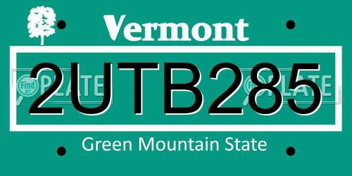 2UTB285 Vermont License Plate