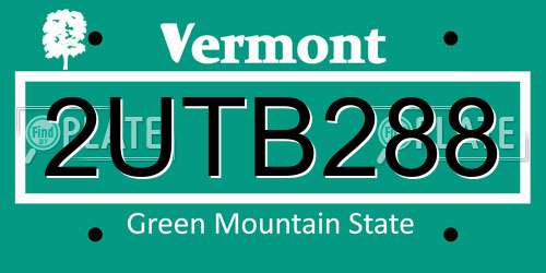 2UTB288 Vermont License Plate