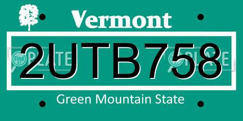 2UTB758 Vermont License Plate