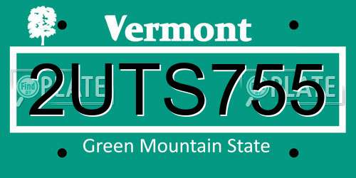 2UTS755 Vermont License Plate