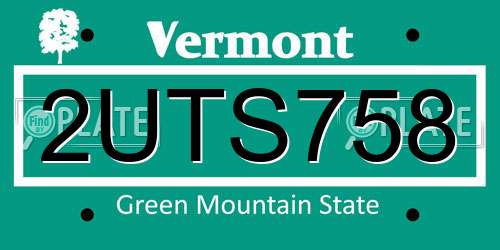 2UTS758 Vermont License Plate