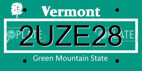 2UZE28 Vermont License Plate