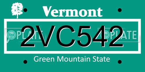 2VC542 Vermont License Plate