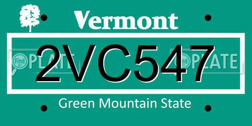 2VC547 Vermont License Plate