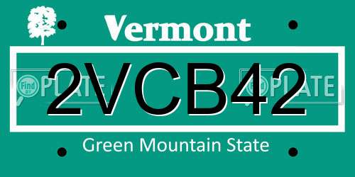 2VCB42 Vermont License Plate